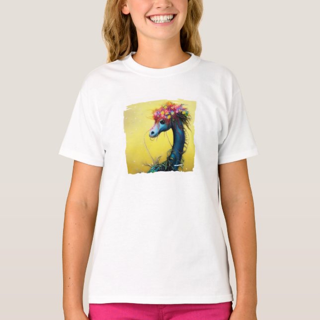 Camiseta Fantasy Dragão floral T-Shirt (Frente)