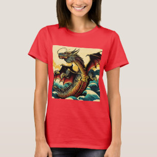 Camiseta Fantasy European Dragon - Woodcut 2