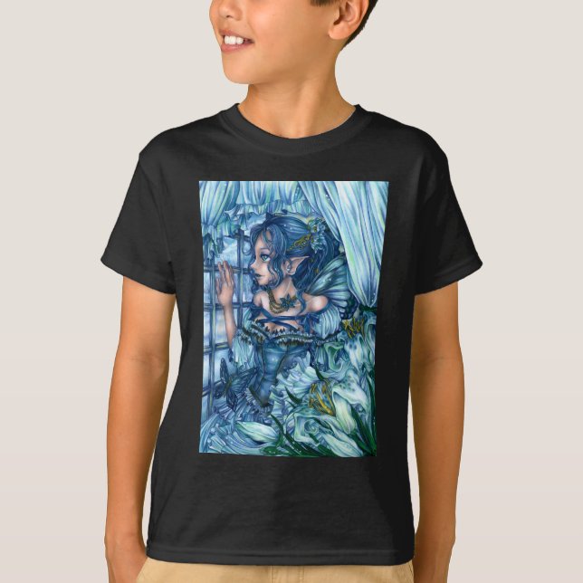 Camiseta Fantasy Fairy Anime Girl Victorian Blue (Frente)