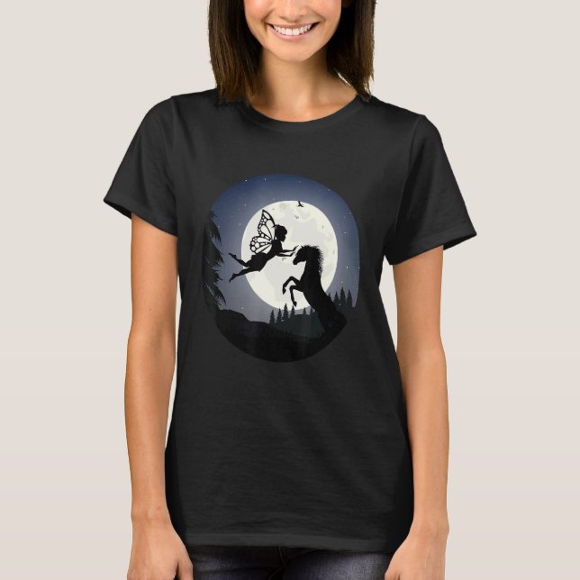 Camiseta Fantasy Fairy Horse Sob A Luz Cheia (Frente)