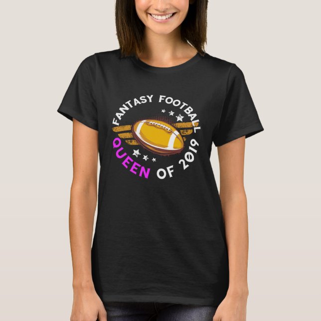 Camiseta Fantasy Football Queen Of 2019 Pink First Place Wi (Frente)