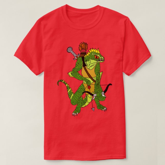 Camiseta Fantasy Lizardman Warrior (Frente do Design)