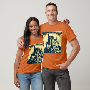 Camiseta Fantasy Medieval Castle - Woodcut 3