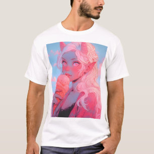 Camiseta Fantasy Soft Pink Sorvete Anime Girl