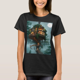 Camiseta Fantasy Tree House Trabalho de arte digital