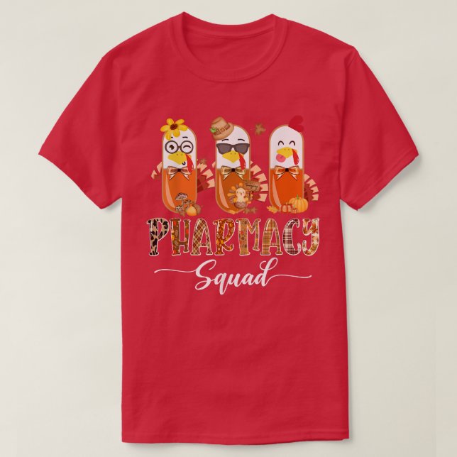 Camiseta Faracy Squad Cute Turkey Pula Obrigados Farmacêuti (Frente do Design)