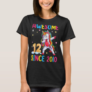 Camiseta Farda De Aniversário Do Unicorn 12 Para Meninas In
