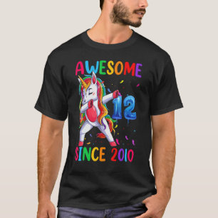 Camiseta Farda De Aniversário Do Unicorn 12 Para Meninas In