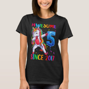 Camiseta Farda De Aniversário Do Unicorn 5 Para Meninas Esp