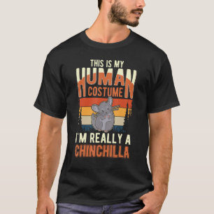 Camiseta Fardamento Humano de Chinchila Halloween Chinchila