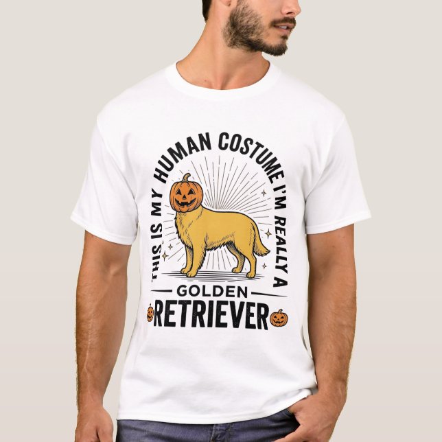 Camiseta Fardo de Abóbora de Halloween para Golden Retrieve (Frente)
