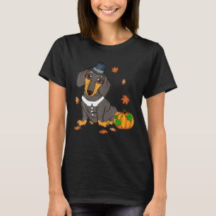 Camiseta Fardo de Ação de Graças para Dachshund Peregrino P
