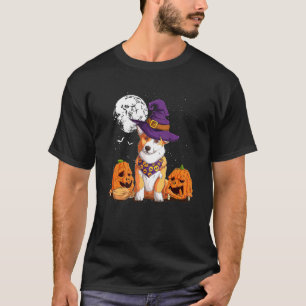 Camiseta Fardo de Halloween Corgi Abóbora Cachorro Outono