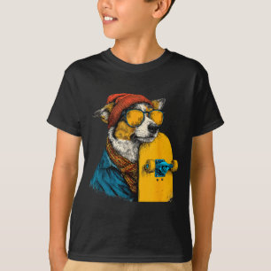 Camiseta Fardo de skate amarelo para skatista e cães