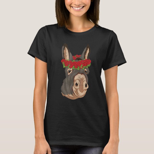 Camiseta Farm Animal Flowers Animal  Farmer Roses Donkey (Frente)