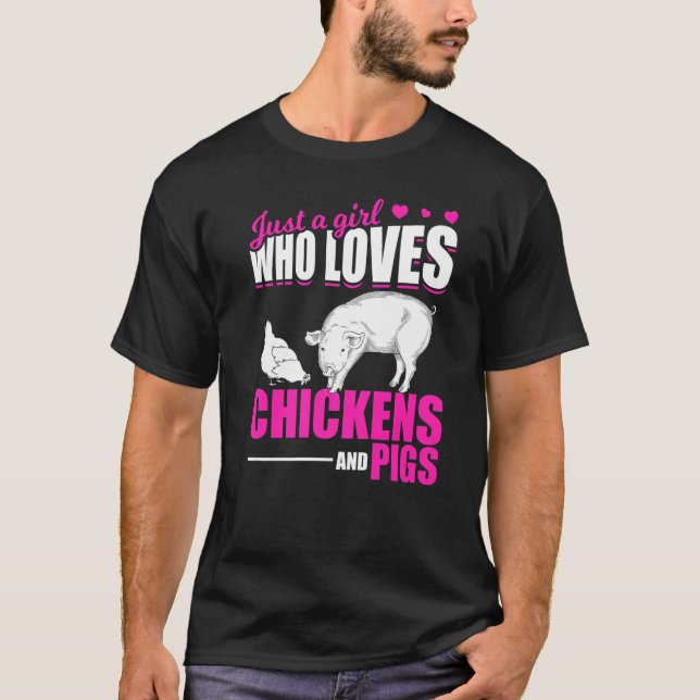 Camiseta Farm Animal  Girls Farmer Women Farming Pig Chicke (Frente)