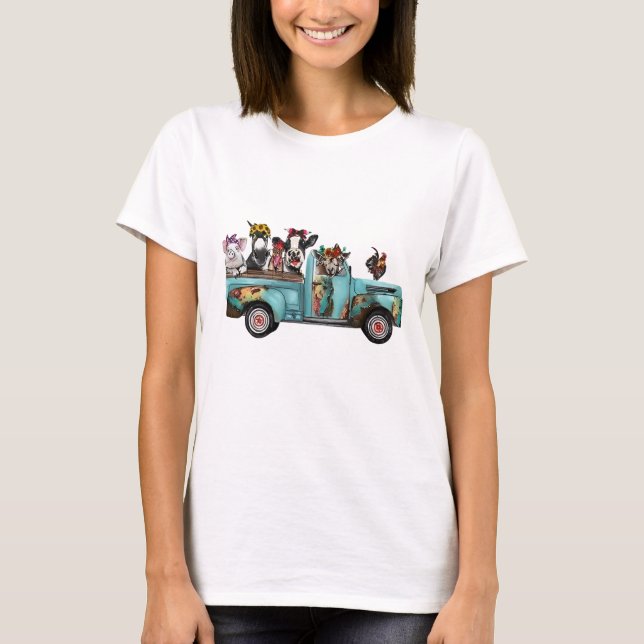 Camiseta Farm Animal Truck Shirt For Birthday Gift For Wome (Frente)