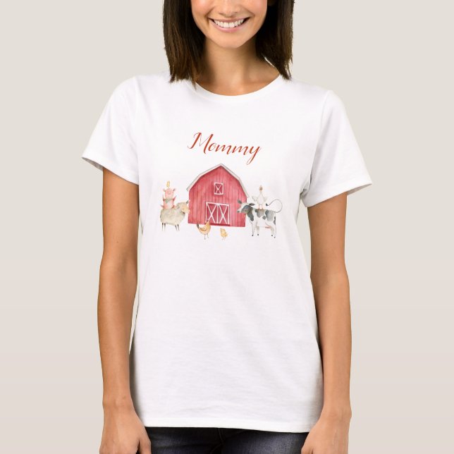 Camiseta Farm Animals & Red Barn Birthday Family T-Shirt (Frente)