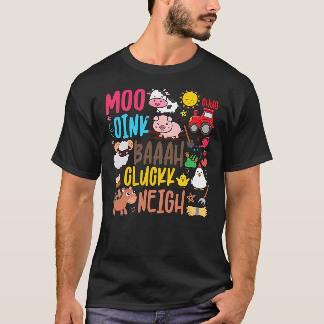 Camiseta Farm Animals Sounds Oink Baa Neigh Cluck Moo Toddl (Frente)