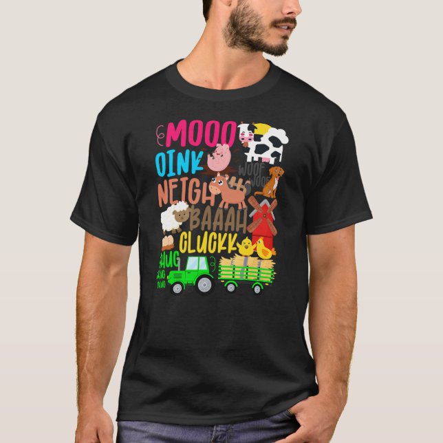 Camiseta Farm Animals Sounds Oink Baa Neigh Cluck Moo Toddl (Frente)