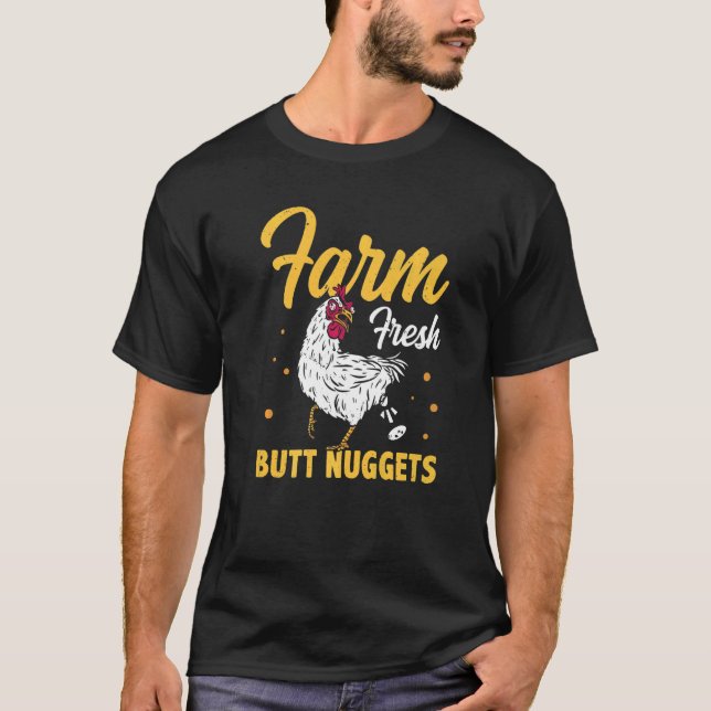 Camiseta Farm Fresh Butt Nuggets Agriculteur Tractor Driver (Frente)