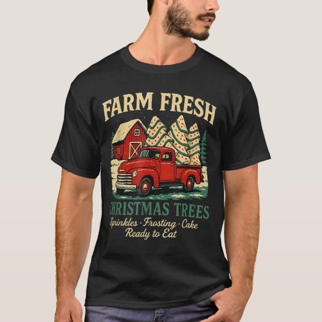 Camiseta Farm Fresh Debbie Christmas Cake Retro Red Truck H (Frente)