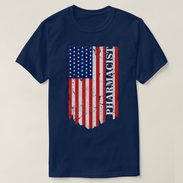 Camiseta Farmacêutica American Flag 4° de julho Gift Patrio (Frente do Design)