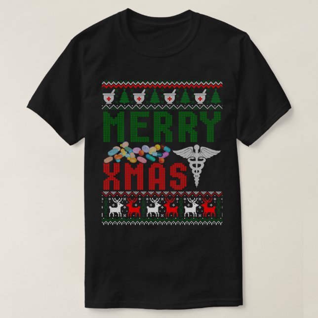 Camiseta Farmacêutica Farmacêutica de Natal Farmacêutica Te (Frente do Design)