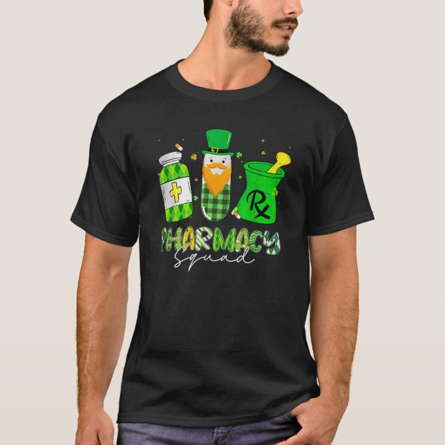 Camiseta Farmacêutica Farmacêutica Funny Leprechaun Patch (Frente)