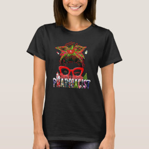 Camiseta Farmacêutica Santas Favorita Messy Bun Xmas Pharma