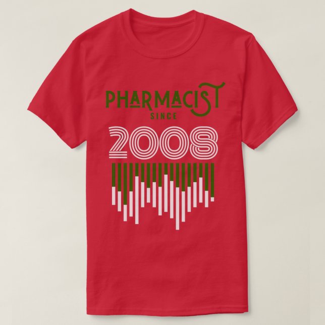 Camiseta Farmacêutico desde 2008 1 (Frente do Design)