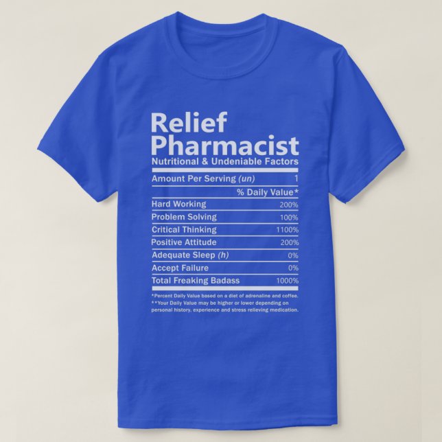 Camiseta Farmacêutico do alivio Facto Nutricional e Inegáve (Frente do Design)