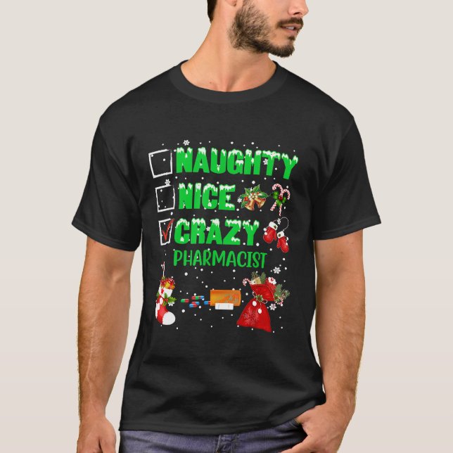 Camiseta Farmacêutico Louco de Natal Xmas T-Shi (Frente)