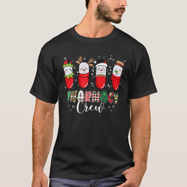 Camiseta Farmácia Pílulas de Natal Snowman Reindeer San (Frente)