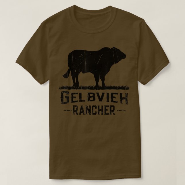 Camiseta Farmer de Vaca Gelbvieh Rancher (Frente do Design)