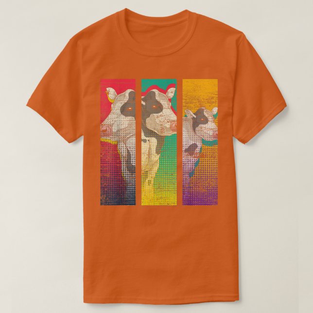 Camiseta Farmer Pop Art Cow Lover Farm Animal Lover Farming (Frente do Design)