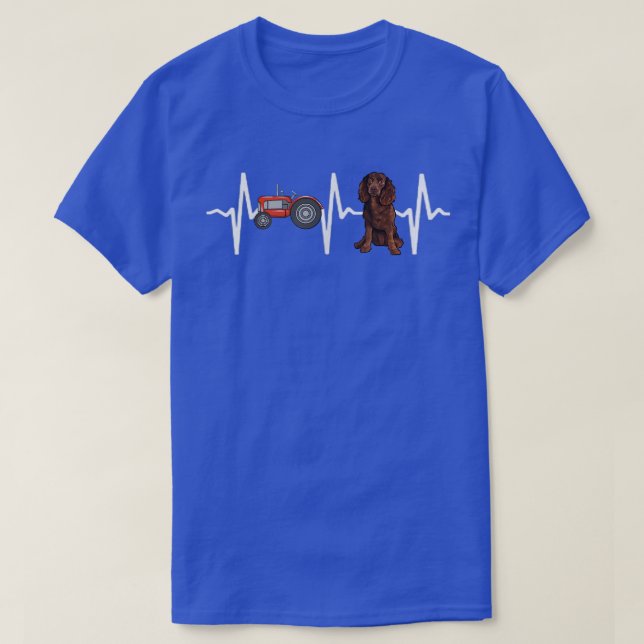 Camiseta Farmer Tractor American Water Spaniel Heartbeat Do (Frente do Design)