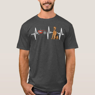 Camiseta Farmer Trator Airedale Terrier Heartbeat Cachorro