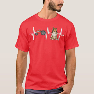 Camiseta Farmer Trator Collie Heartbeat Dog Lover