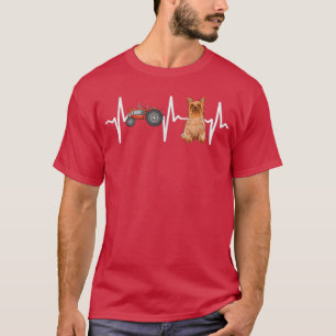 Camiseta Farmer Trator Silky Terrier Heartbeat Cão Lover