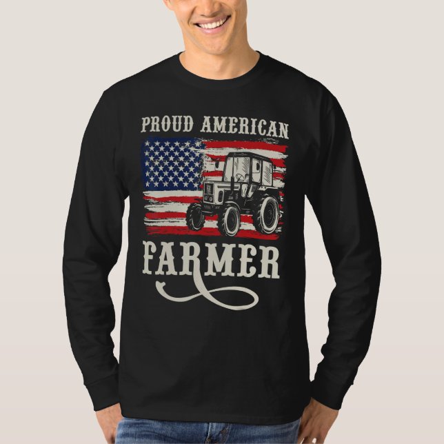Camiseta Farmer with USA Flag Proud American Farmer (Frente)