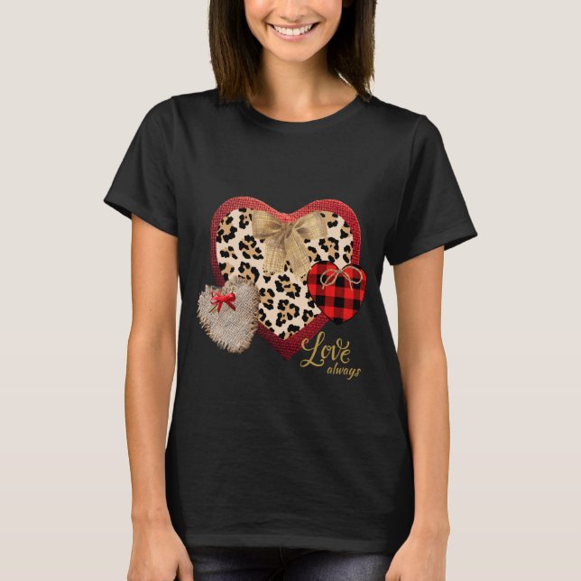 Camiseta Farmhouse Inspirou Corações Xadrez Cheetah Burlap (Frente)