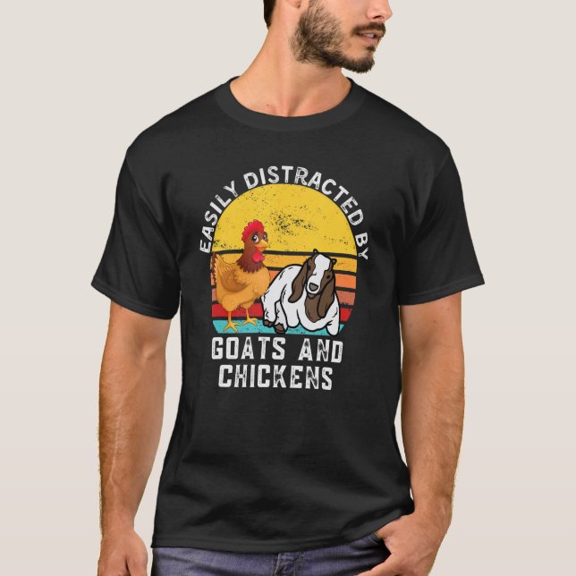 Camiseta Farming Quote Easily Distracted By Goats And Chick (Frente)