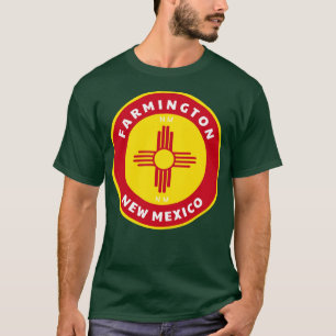 Camiseta Farmington New Mexico NM Crachá com Zia Flag Rou