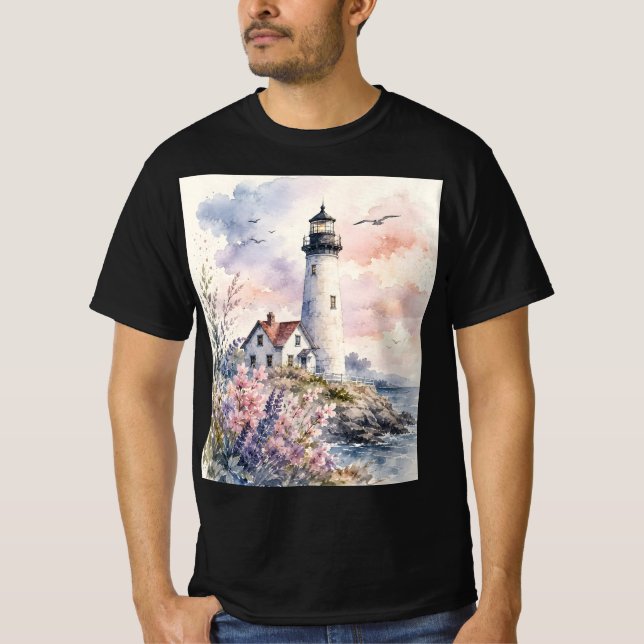 Camiseta Faro Pintado à Aquarela (Frente)
