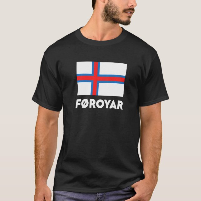 Camiseta Faroe Islands Flag Føroyar White Blue Red (Frente)
