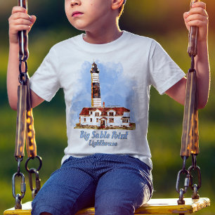 Camiseta Farol Big Sable Point Aquarela - Michigan