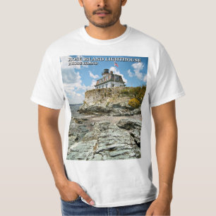 Camiseta Farol cor-de-rosa da ilha, Rhode - ilha