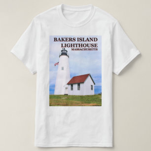 Camiseta Farol da Ilha Bakers, Massachusetts T-Shirt