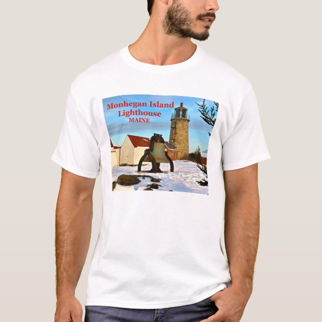 Camiseta Farol da ilha de Monhegan, t-shirt de Maine (Frente)